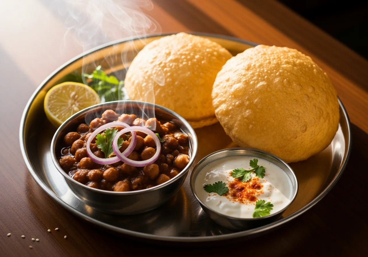Channa bhatura with raita